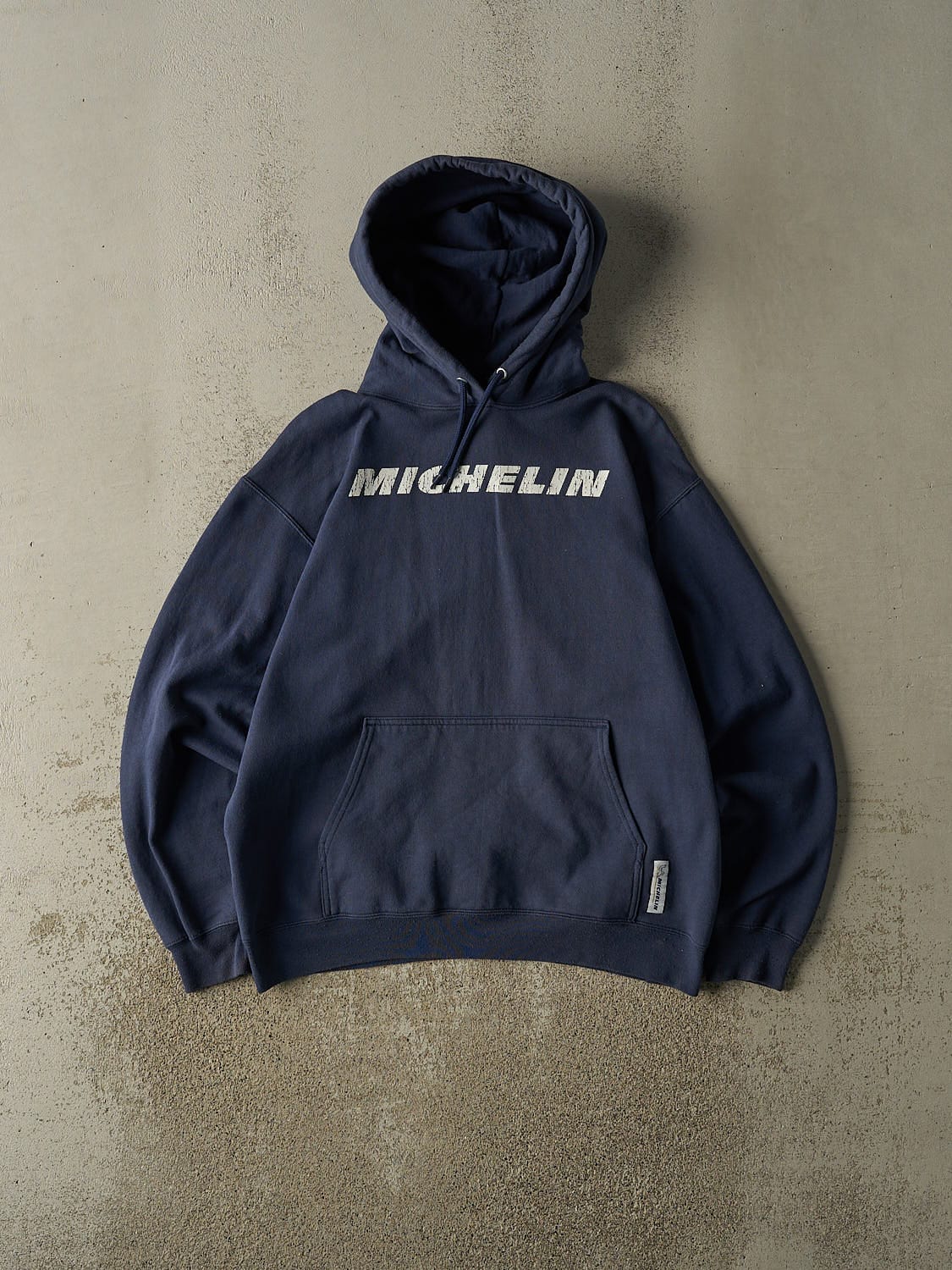 Vintage 90s Sun Faded Navy Michelin Hoodie (L)