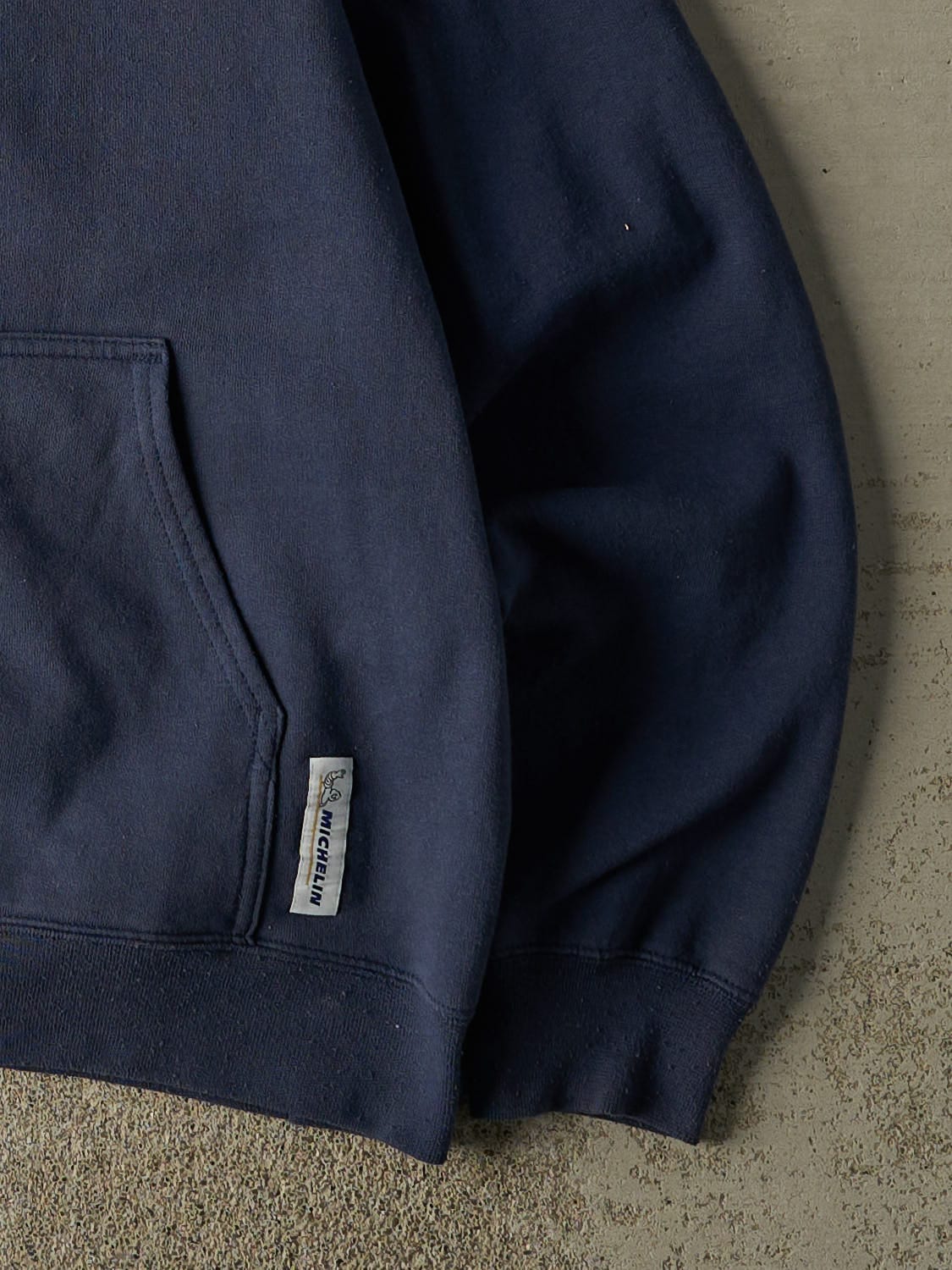 Vintage 90s Sun Faded Navy Michelin Hoodie (L)
