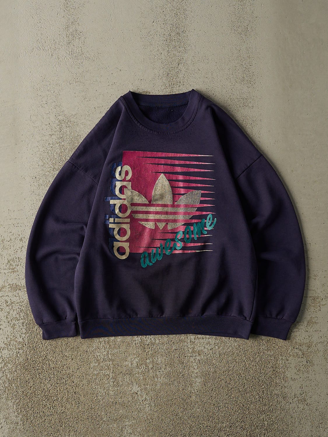 Vintage 80s Navy Blue Adidas Crewneck (XS/S)