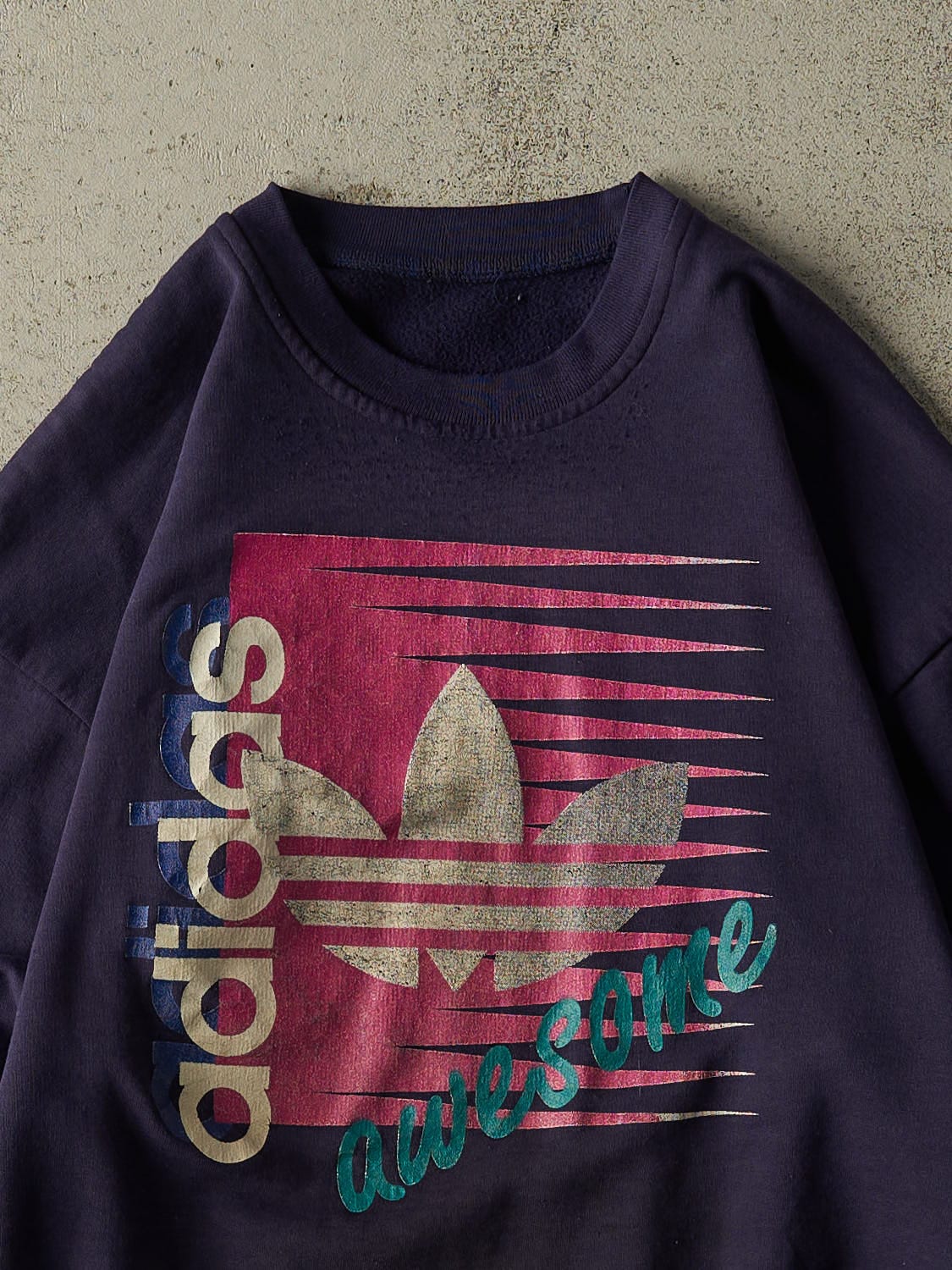 Vintage 80s Navy Blue Adidas Crewneck (XS/S)