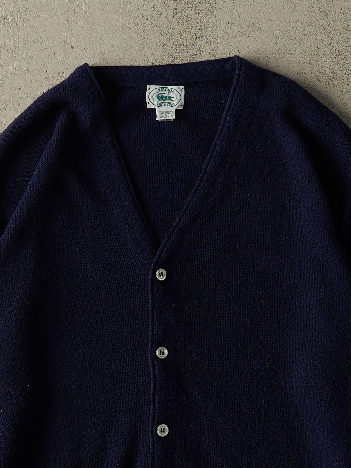 Vintage 80s Navy Blue Izod  x Lacoste Cardigan Knit (L/XL)