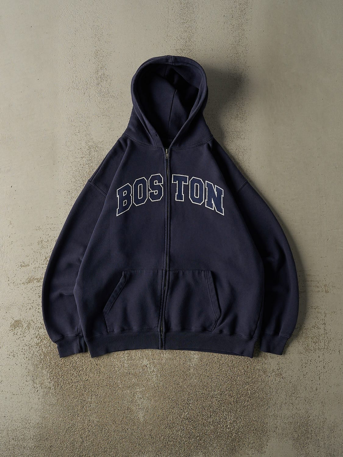 Vintage 90s Navy Blue Boston Zip Up Hoodie (L/XL)