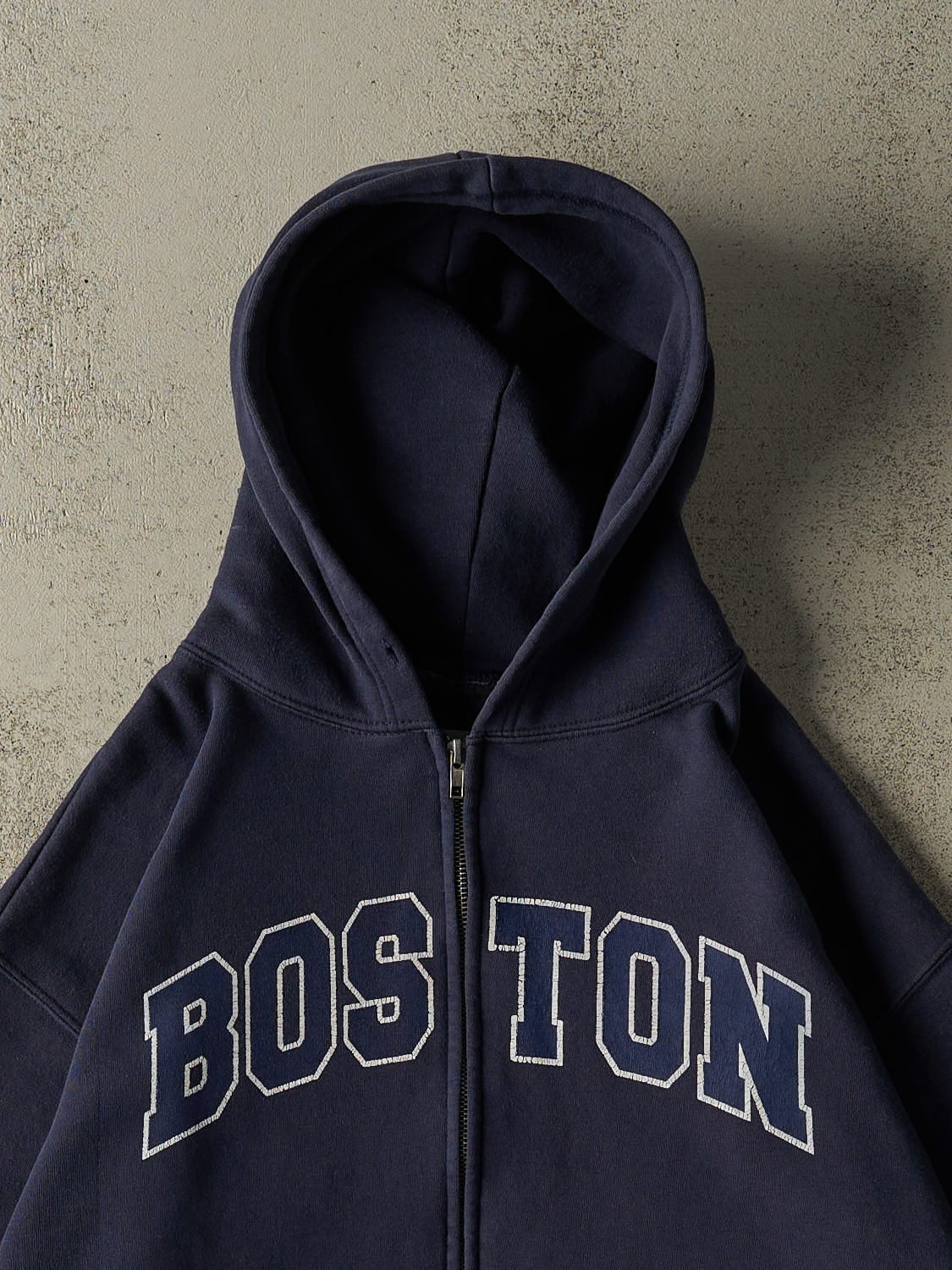 Vintage 90s Navy Blue Boston Zip Up Hoodie (L/XL)