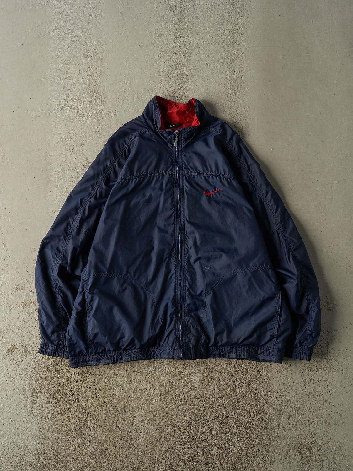 Vintage 90s Navy Blue Nike Zip Up Windbreaker Jacket (XL/XXL)