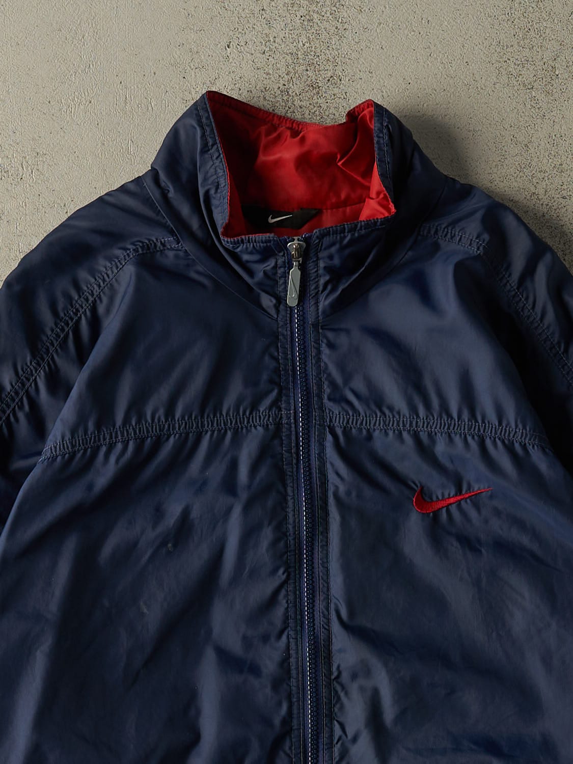 Vintage 90s Navy Blue Nike Zip Up Windbreaker Jacket (XL/XXL)