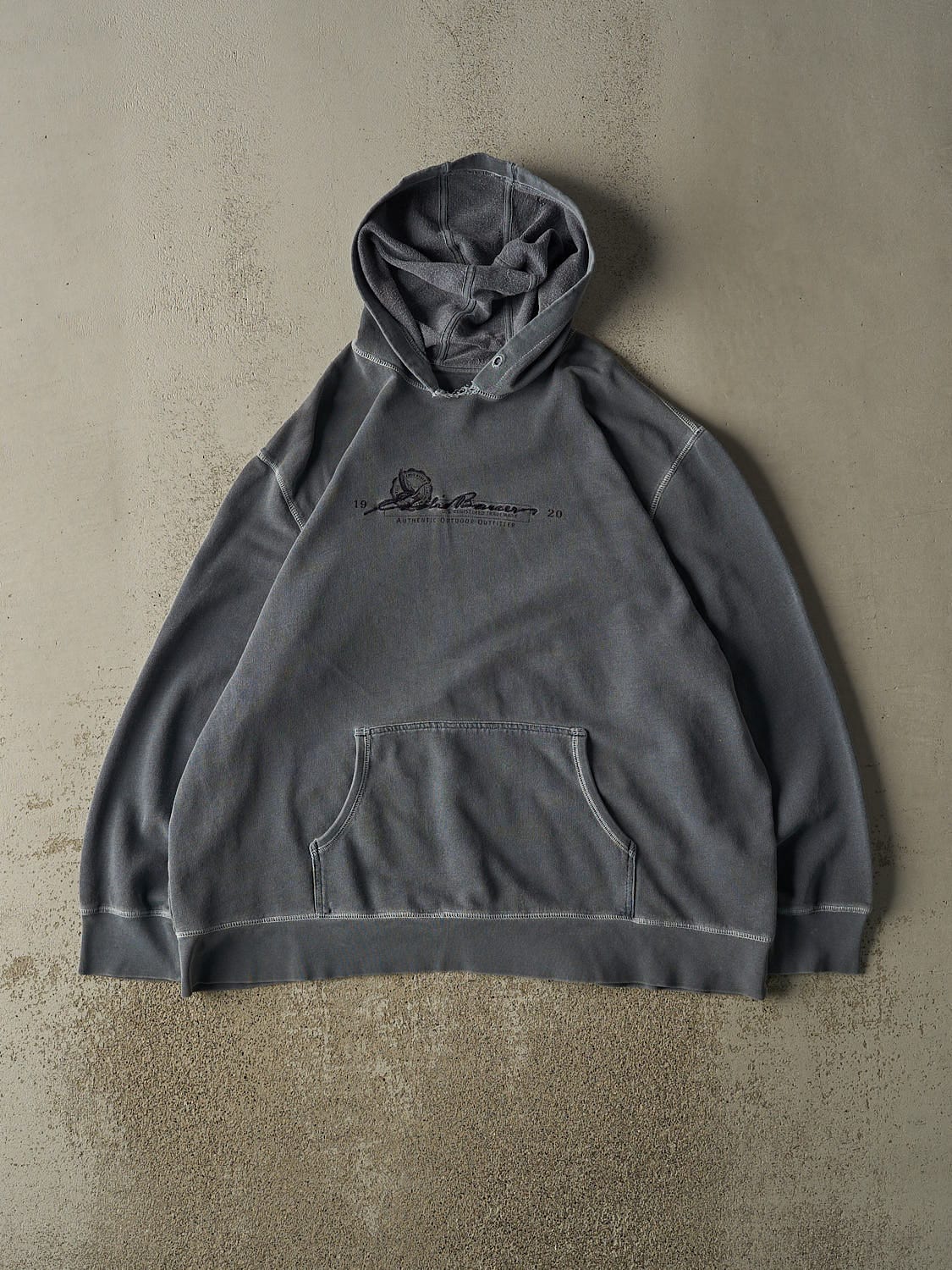 Vintage Y2K Washed Blue Eddie Bauer Embroidered Hoodie (XXL)