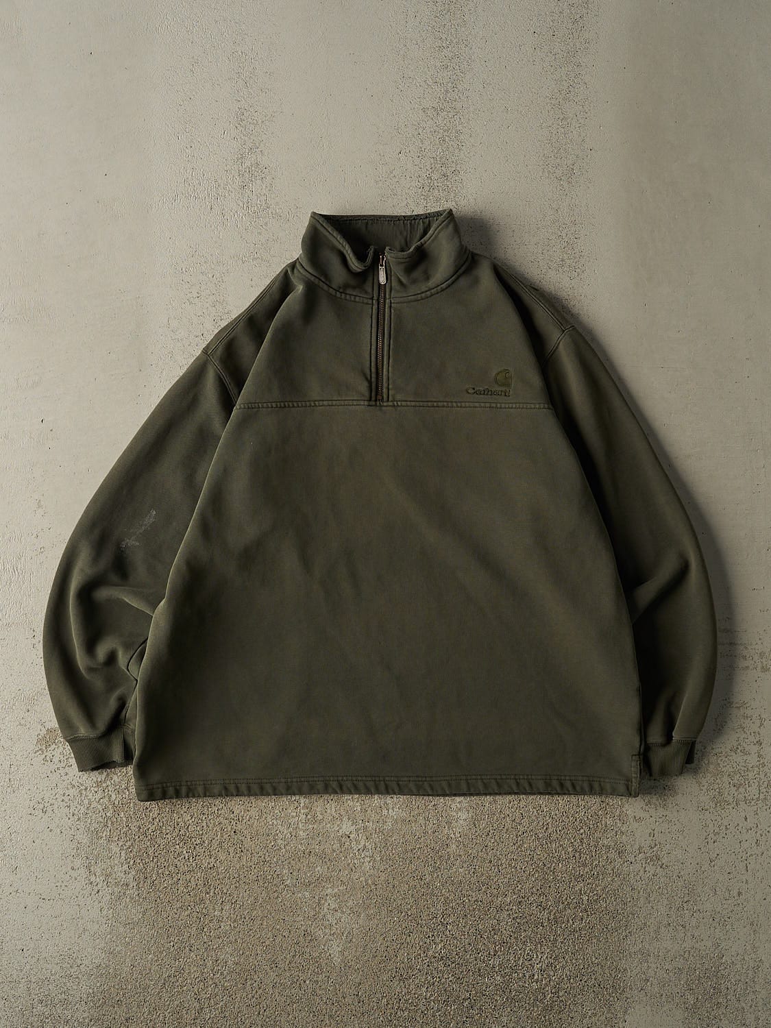 Vintage 90s Green Carhartt Embroidered Quarter Zip Sweater (XL/XXL)