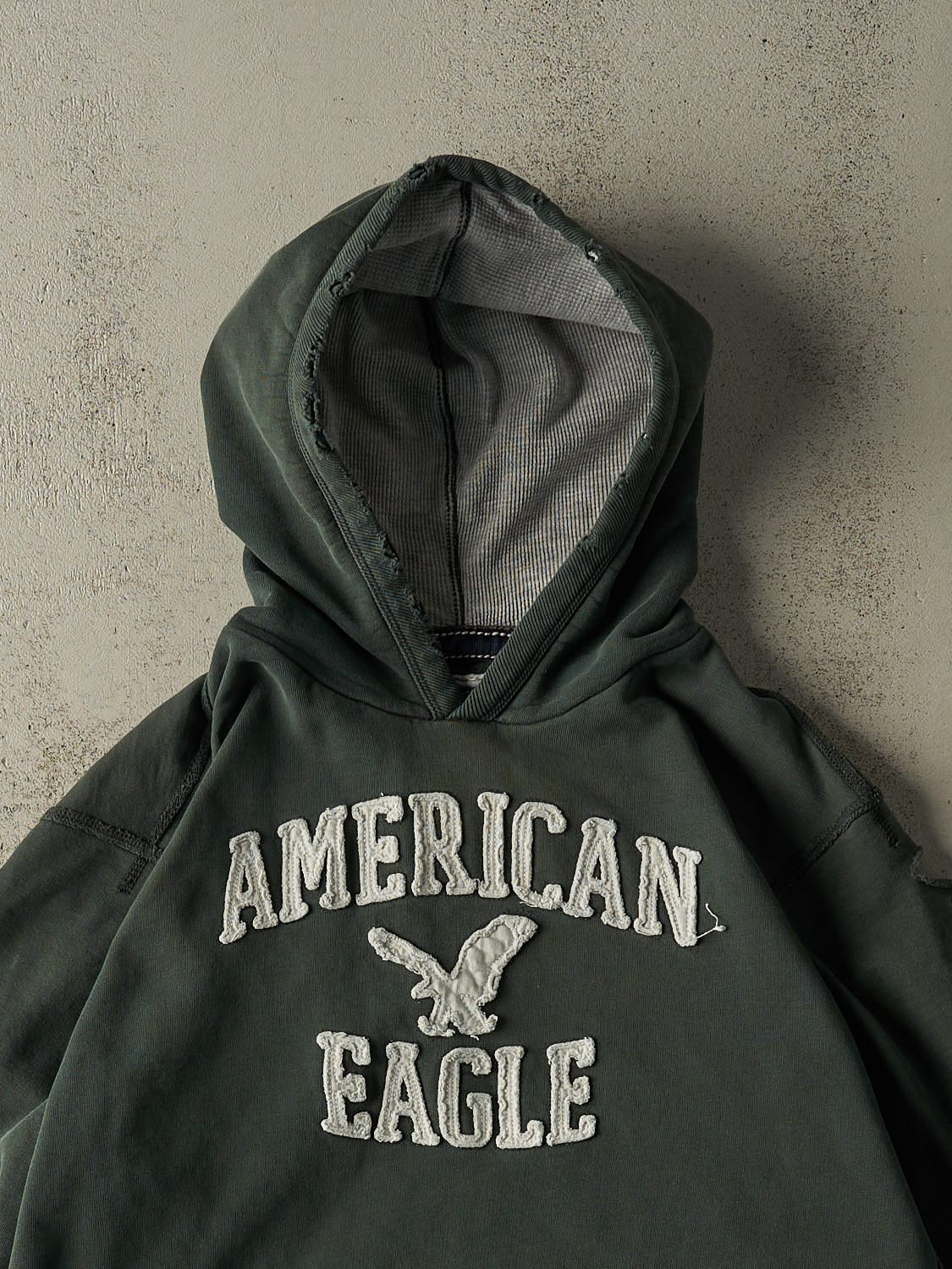 Vintage Y2K Green American Eagle Embroidered Hoodie (XL)