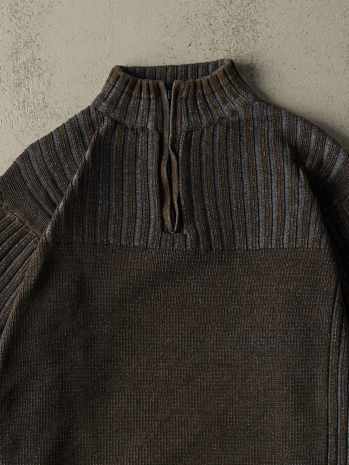 Vintage Y2K Brown & Blue Point Zero Quarter Zip Knit (M/L)