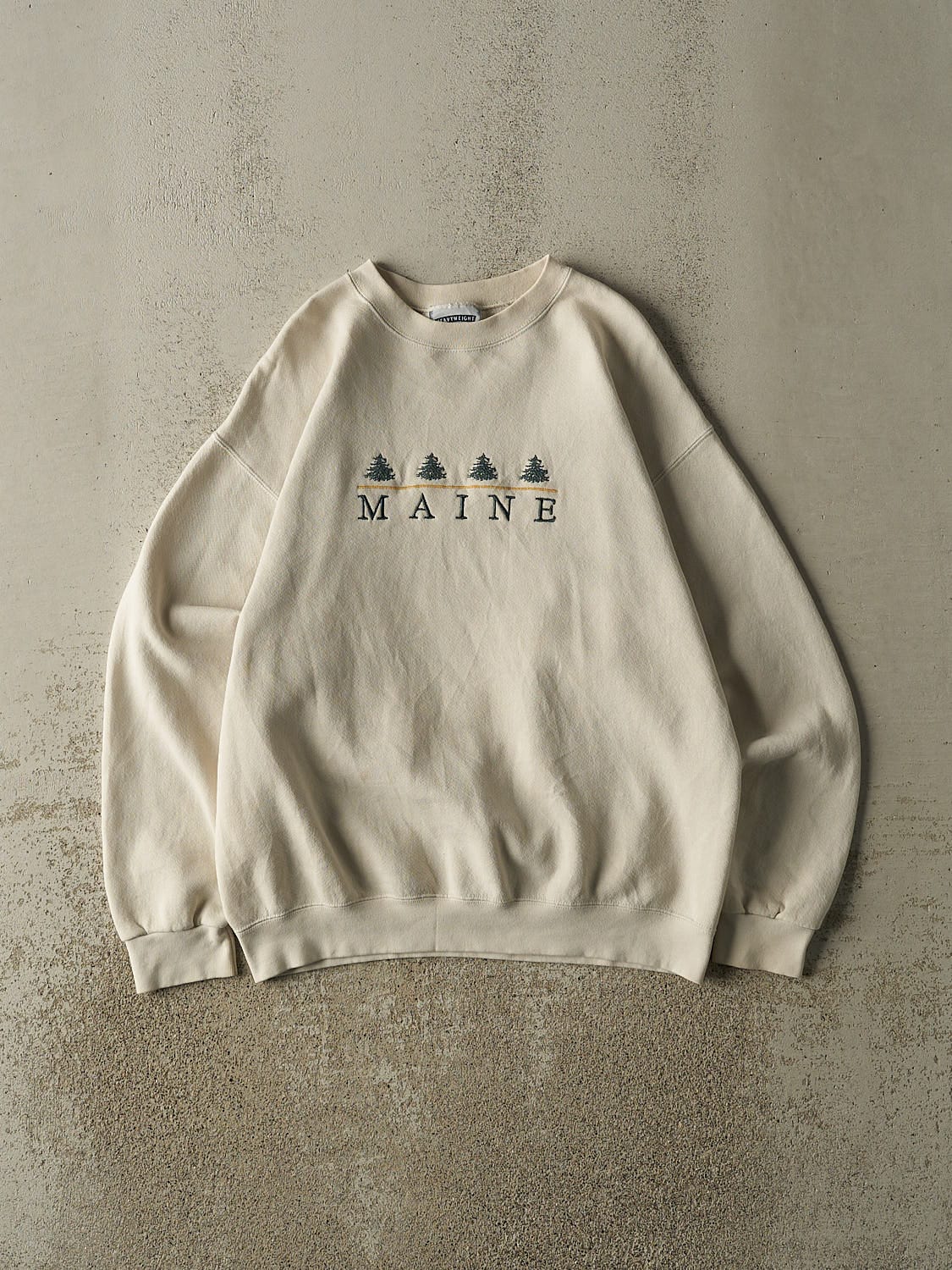 Vintage 90s Beige Maine Crewneck (L)