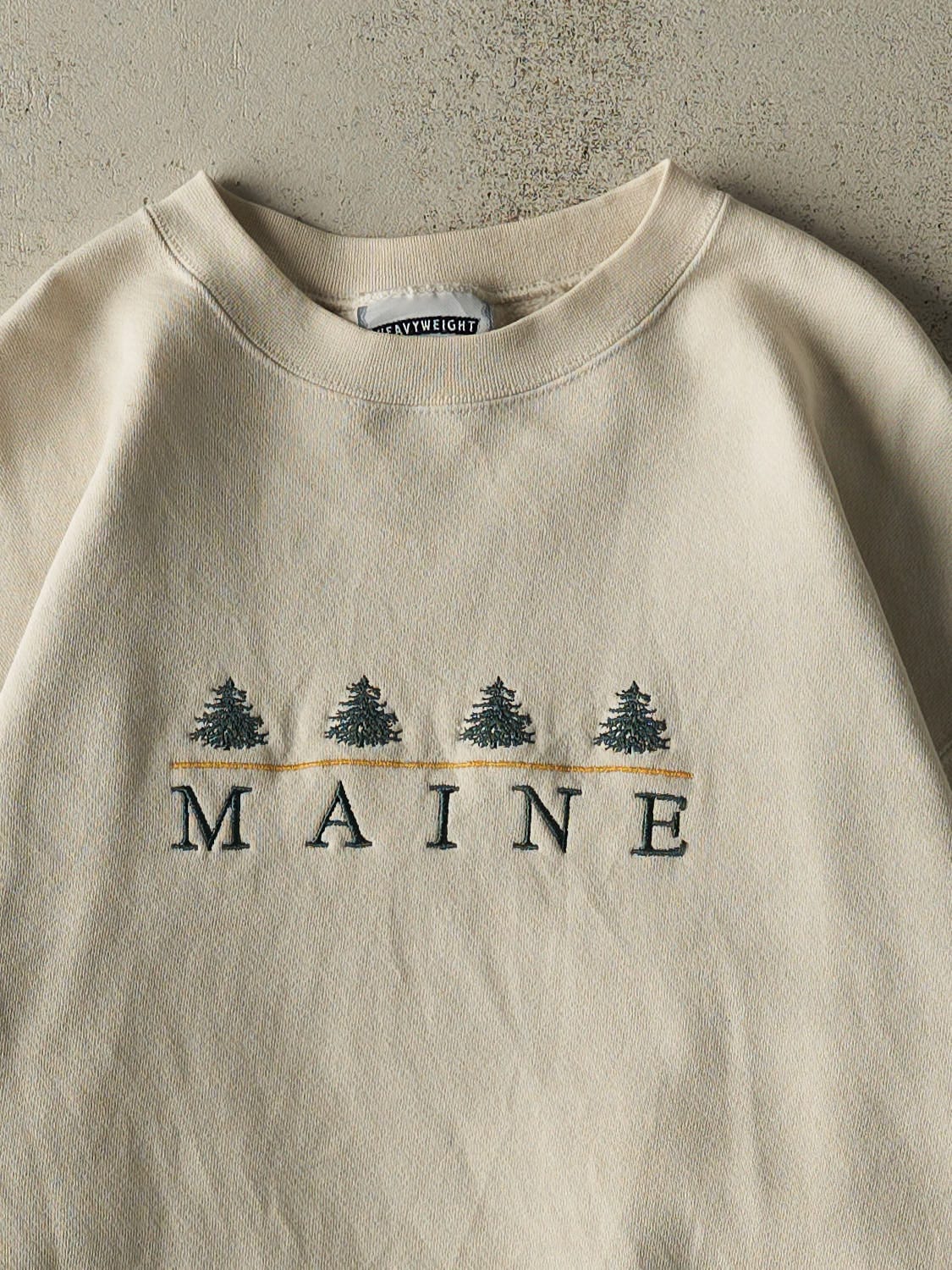Vintage 90s Beige Maine Crewneck (L)