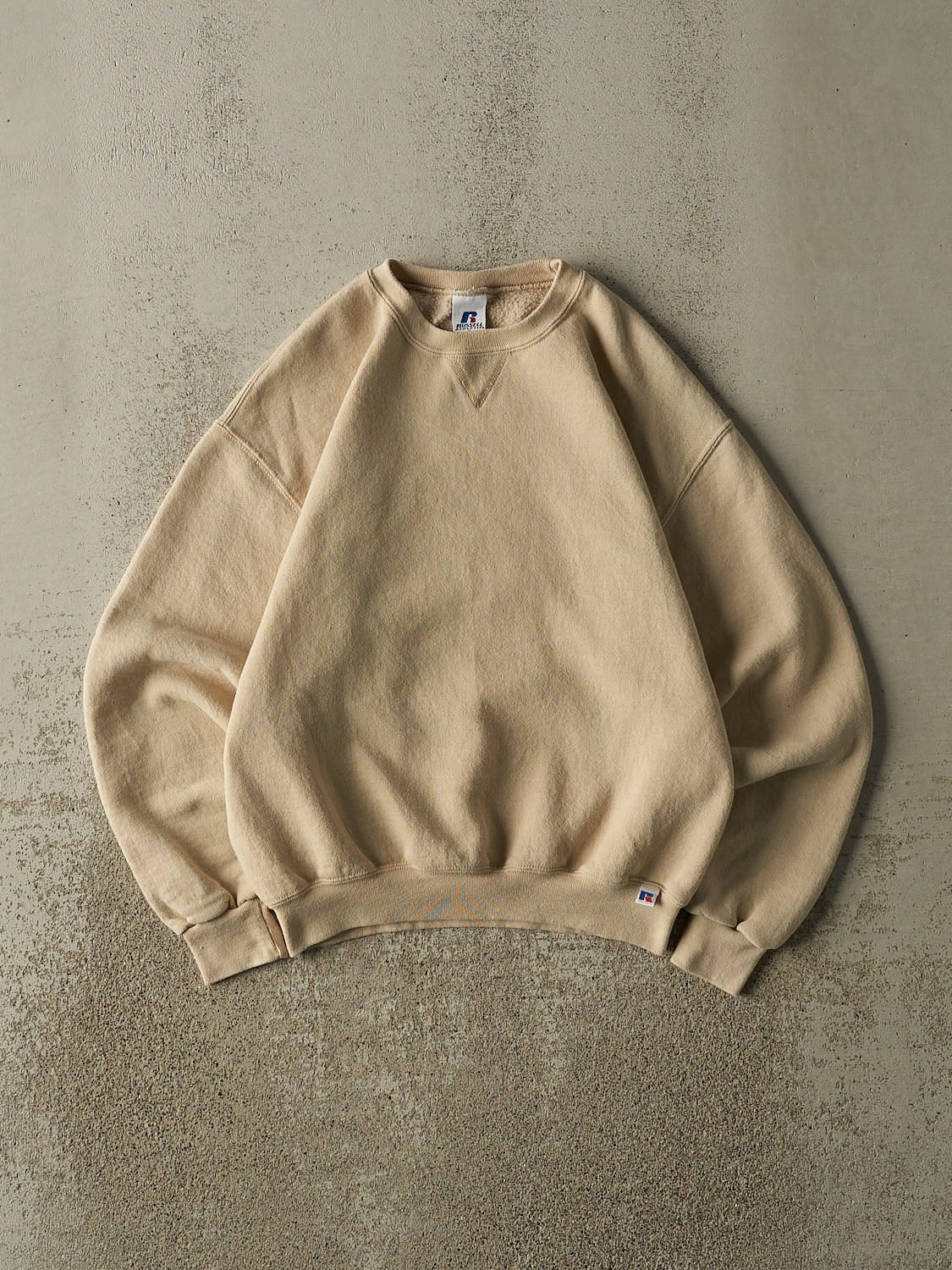 Vintage 90s Beige Russell Athletic Blank Crewneck (S)