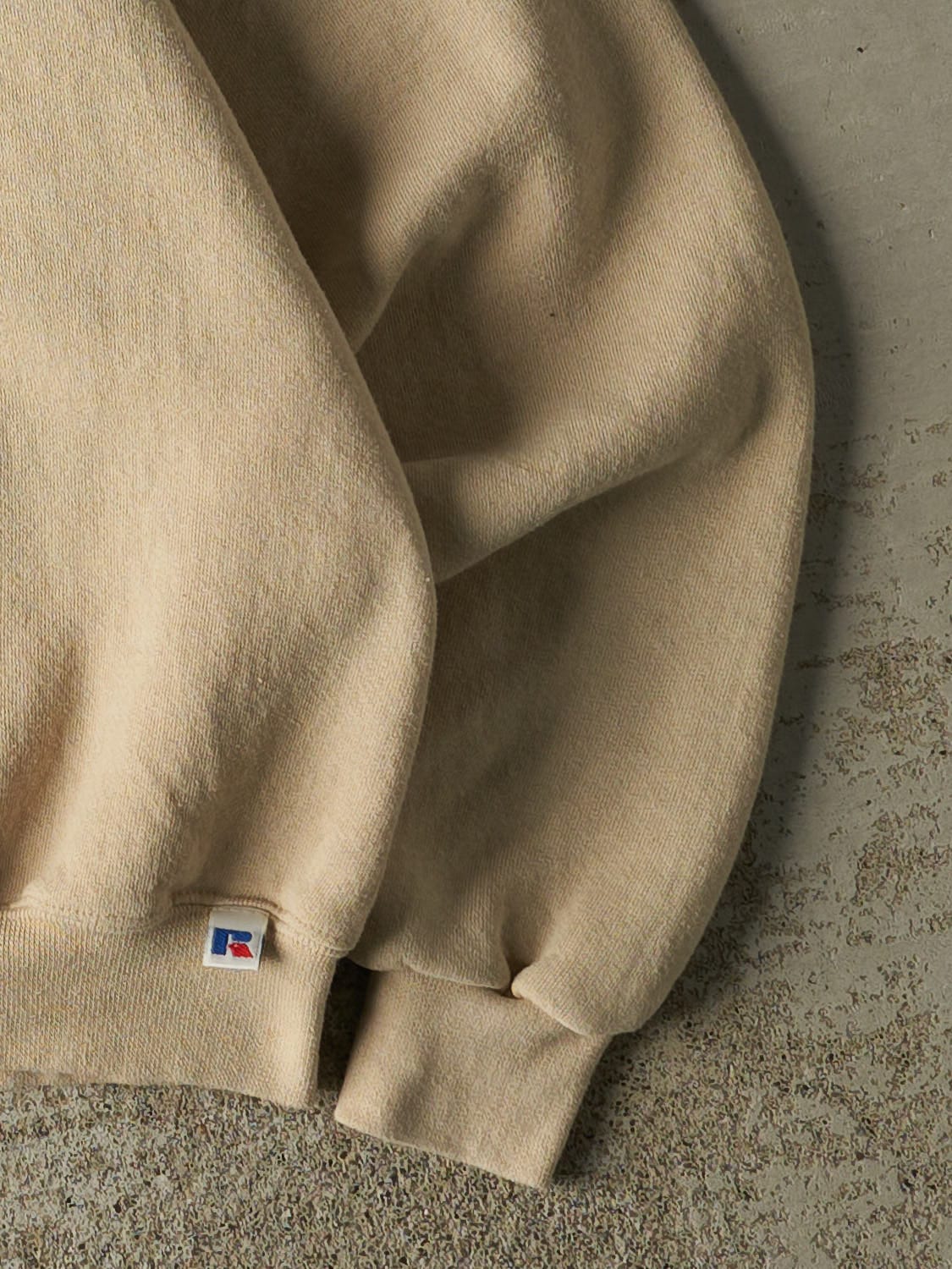 Vintage 90s Beige Russell Athletic Blank Crewneck (S)