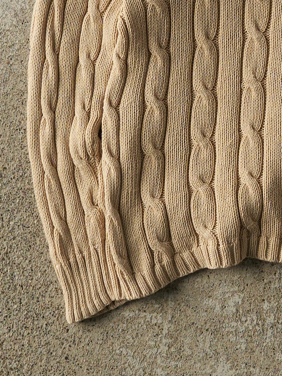 Vintage Y2K Beige Polo Ralph Lauren Cable Knit (XS)