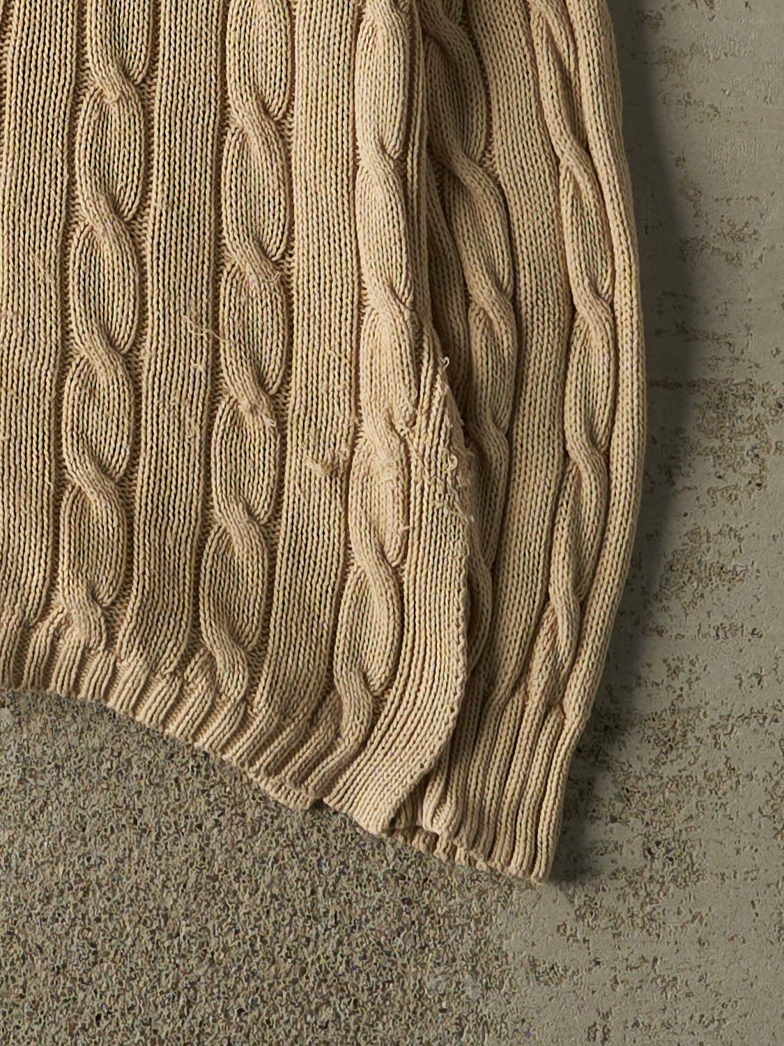 Vintage Y2K Beige Polo Ralph Lauren Cable Knit (XS)