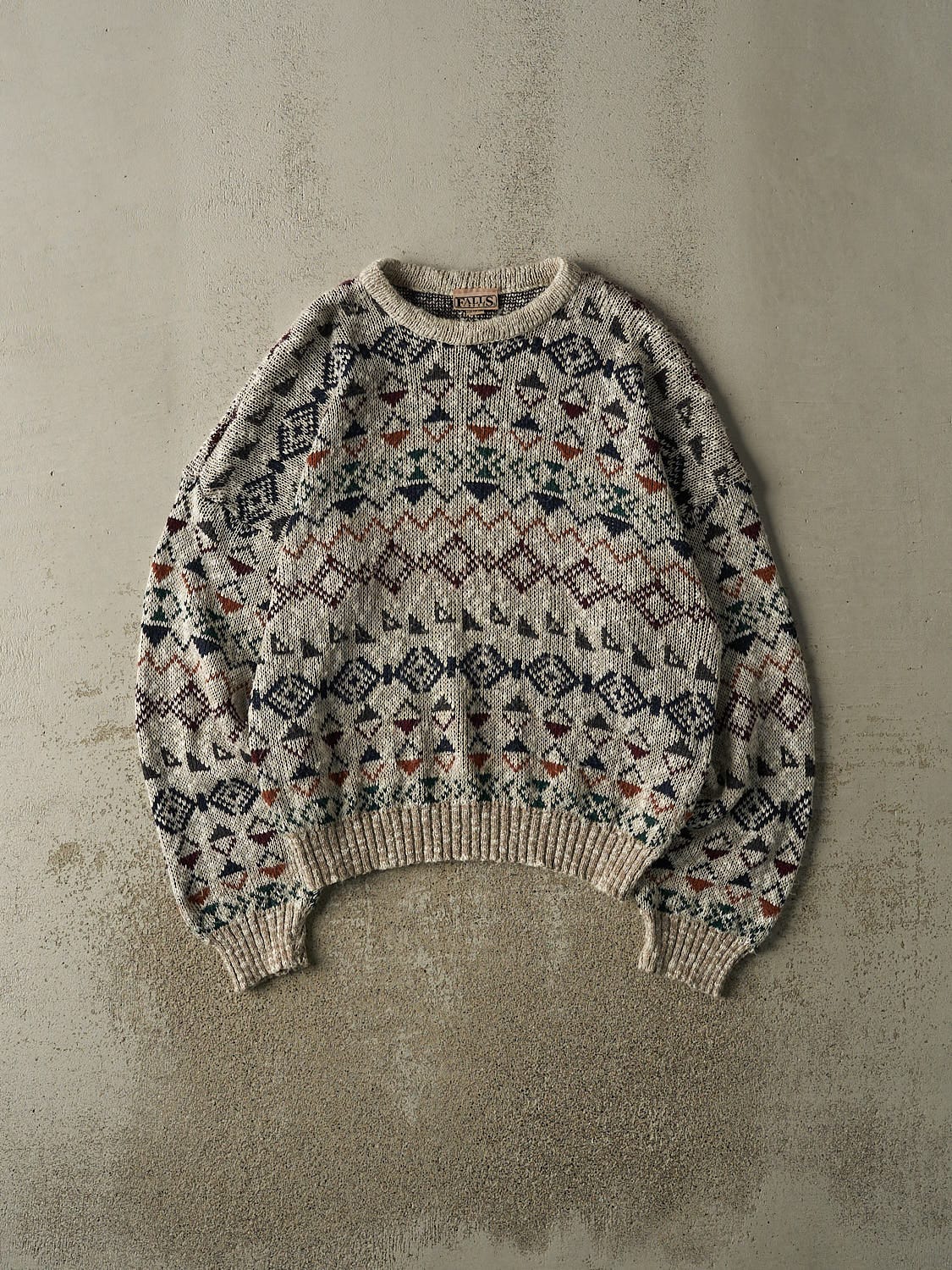 Vintage 90s Beige Patterned Knit (L/XL)