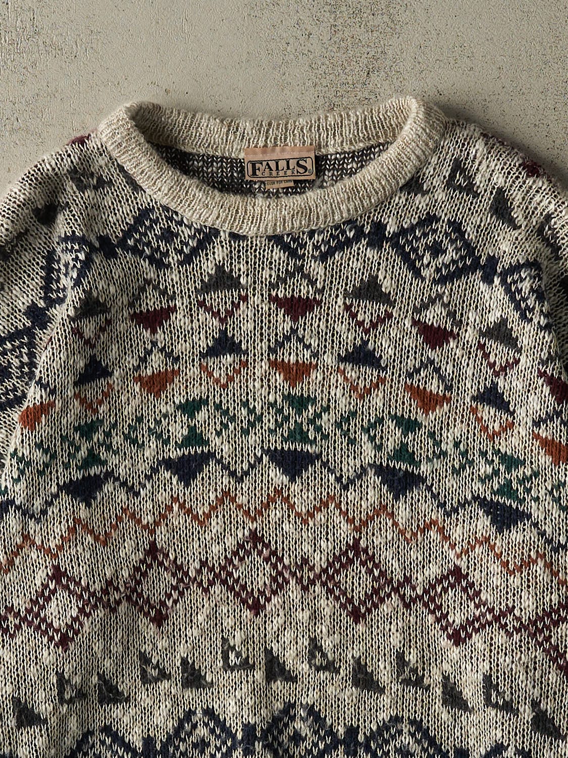Vintage 90s Beige Patterned Knit (L/XL)