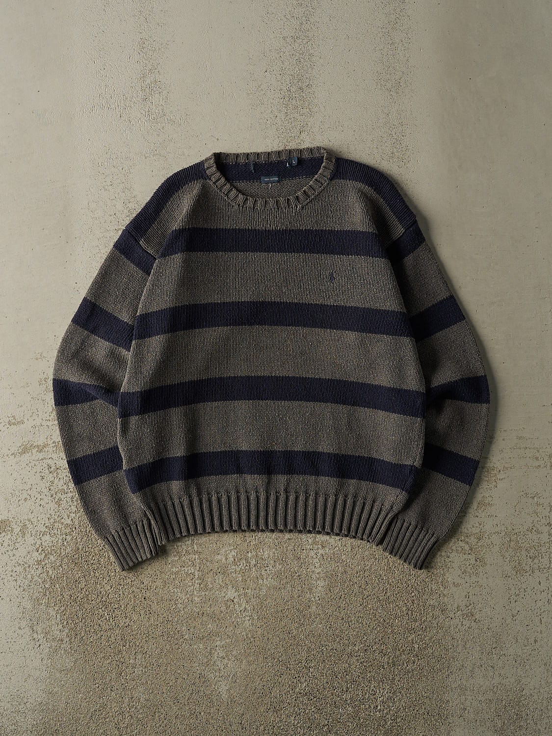 Vintage 90s Charcoal Grey & Navy Polo Ralph Lauren Embroidered Striped Knit (M)