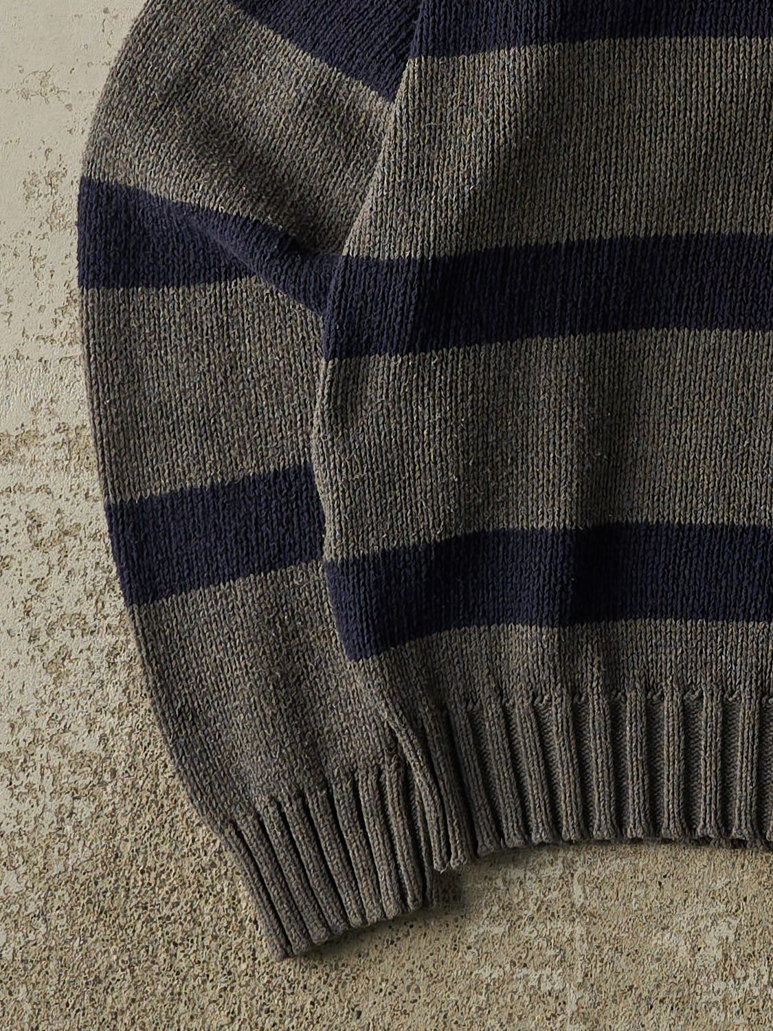 Vintage 90s Charcoal Grey & Navy Polo Ralph Lauren Embroidered Striped Knit (M)
