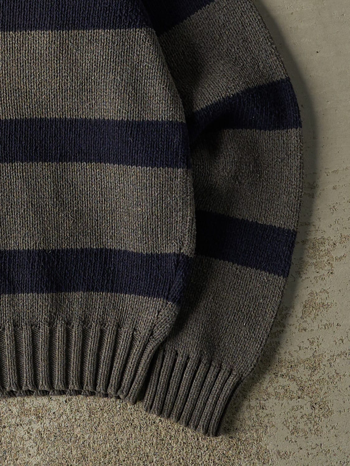Vintage 90s Charcoal Grey & Navy Polo Ralph Lauren Embroidered Striped Knit (M)