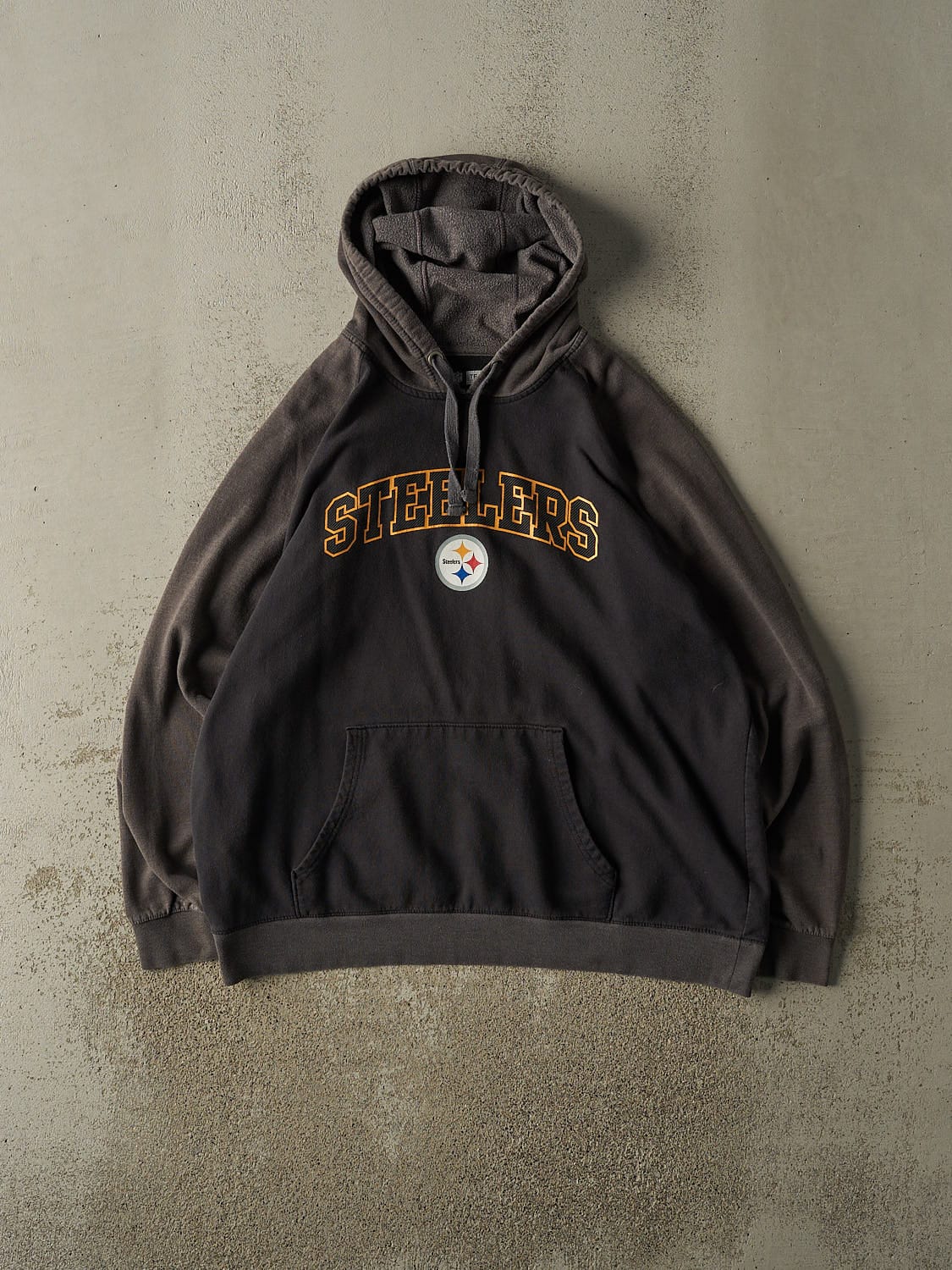 Vintage Y2K Charcoal Grey & Black Pittsburgh Steelers Hoodie (XL/XXL)
