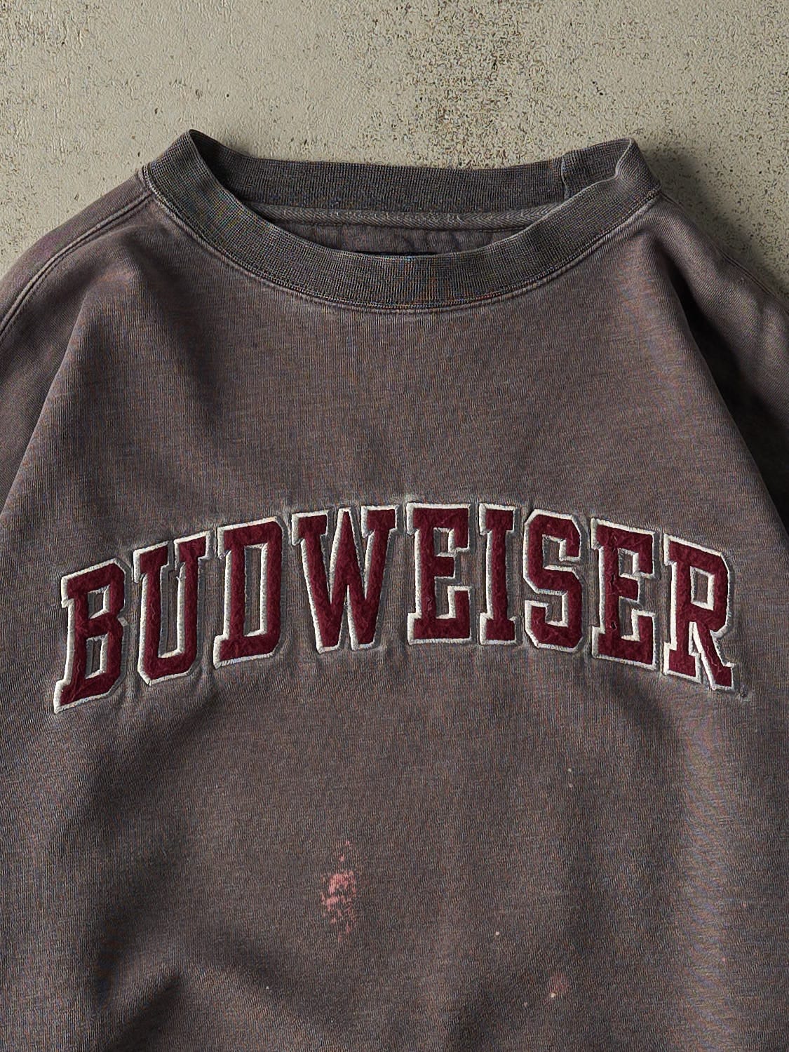 Vintage 90s Grey Budweiser Embroidered Crewneck (L)