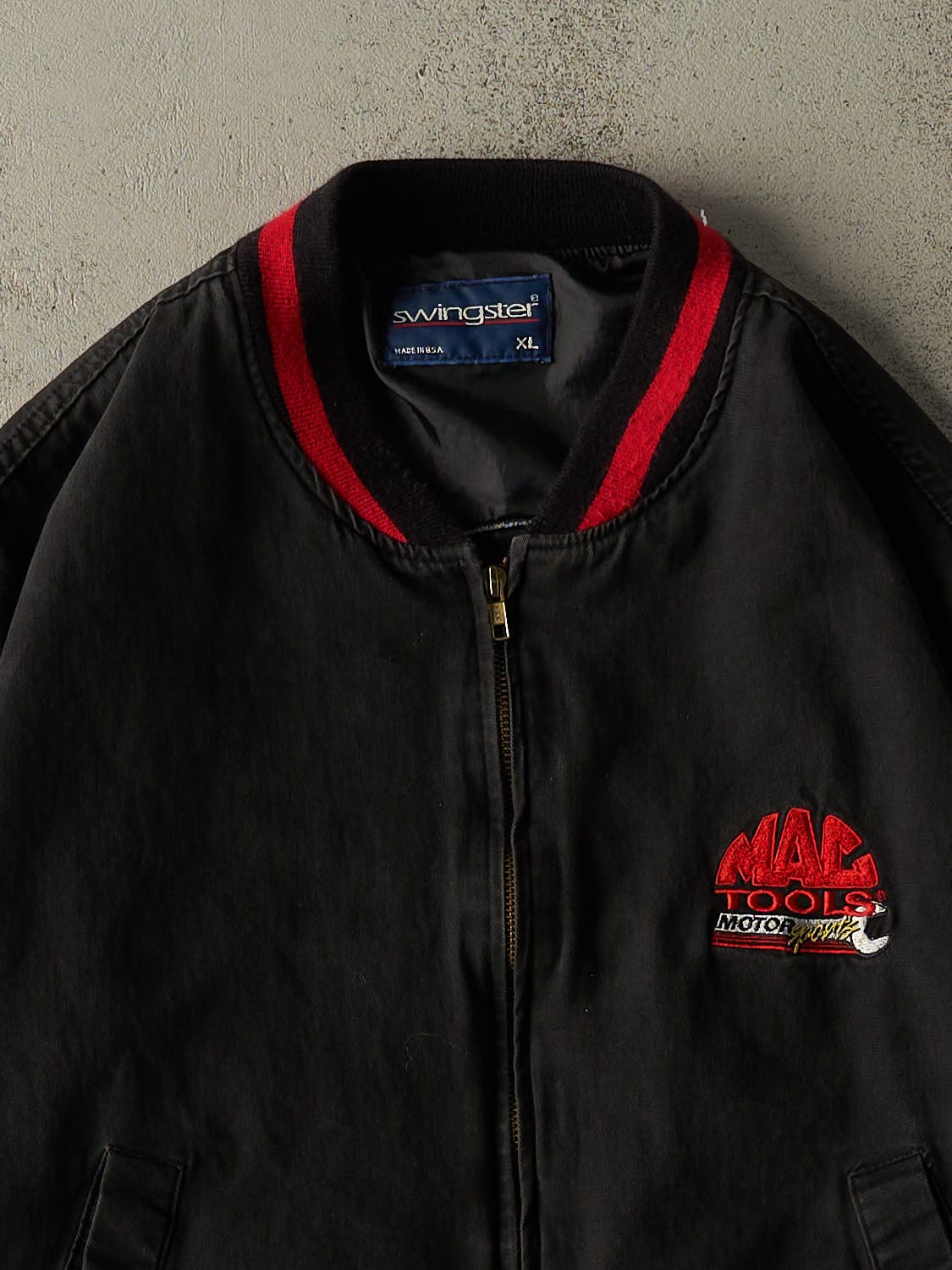 Vintage 80s Black MAC Tools Embroidered Bomber Jacket (M/L)