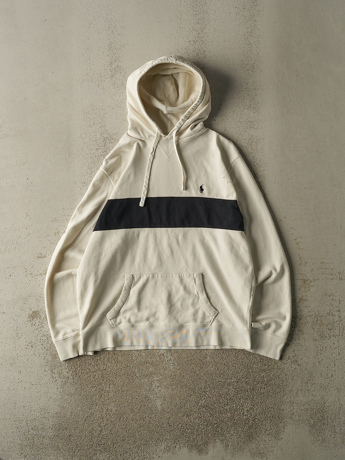 Vintage 90s White & Black Polo Ralph Lauren Hoodie (L/XL)