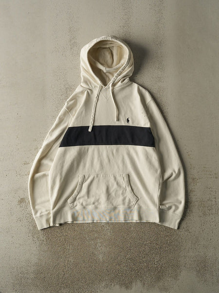 Vintage 90s White & Black Polo Ralph Lauren Hoodie (L/XL
