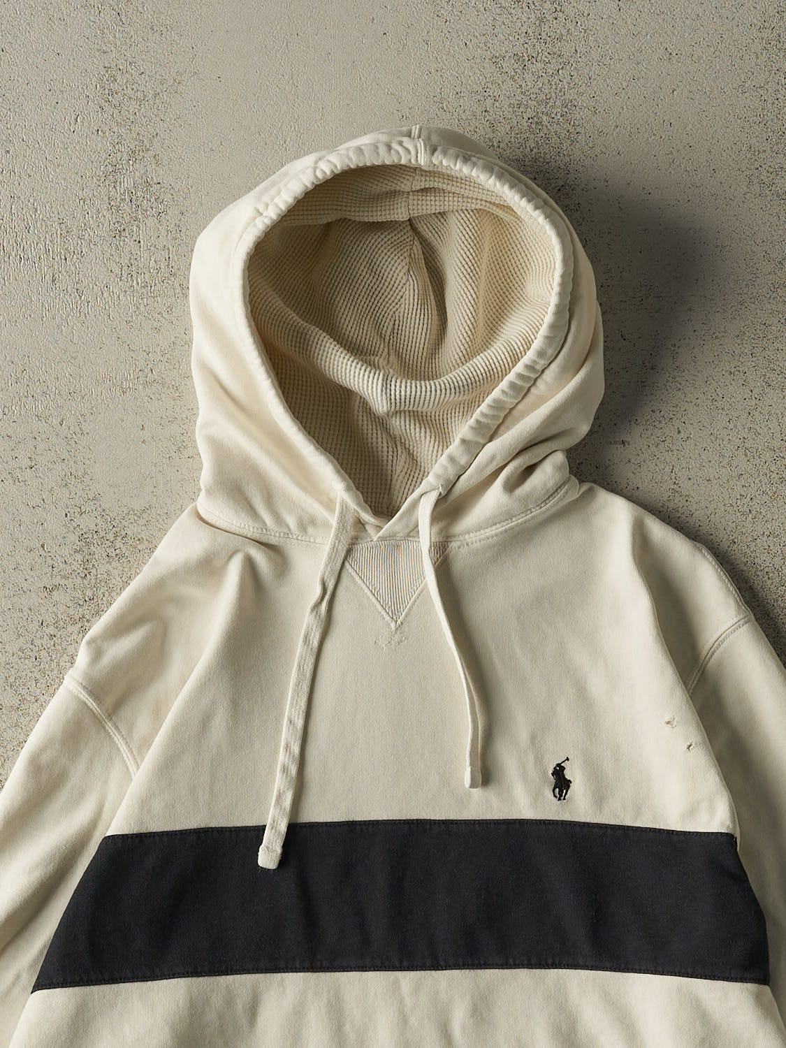 Vintage 90s White & Black Polo Ralph Lauren Hoodie (L/XL)