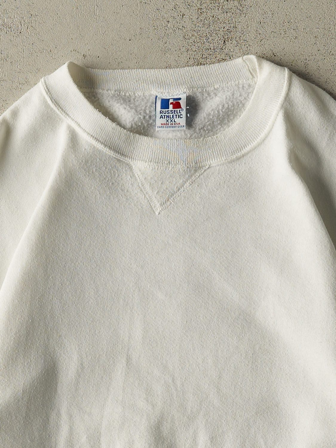 Vintage 90s White Russell Athletic Blank Crewneck (XL)