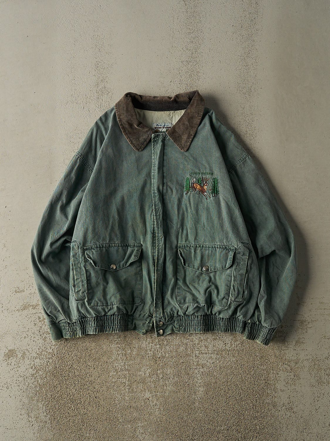 Vintage 80s Washed Green John Deere Embroidered Work Jacket (M/L)