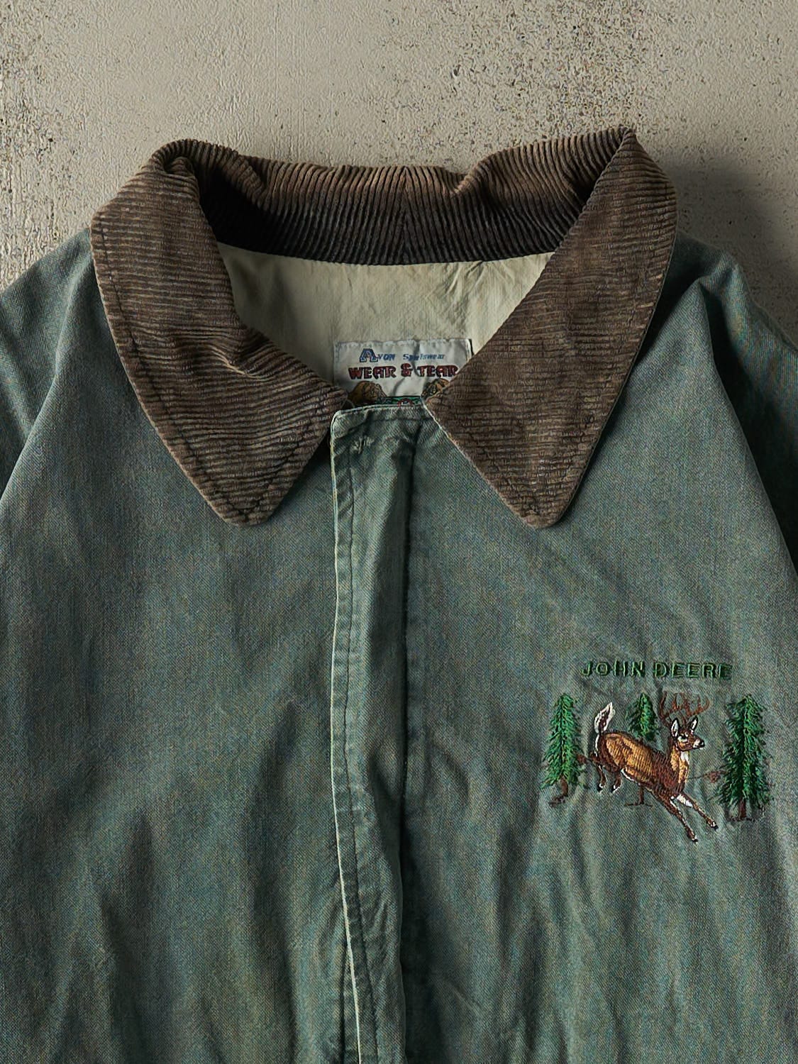 Vintage 80s Washed Green John Deere Embroidered Work Jacket (M/L)