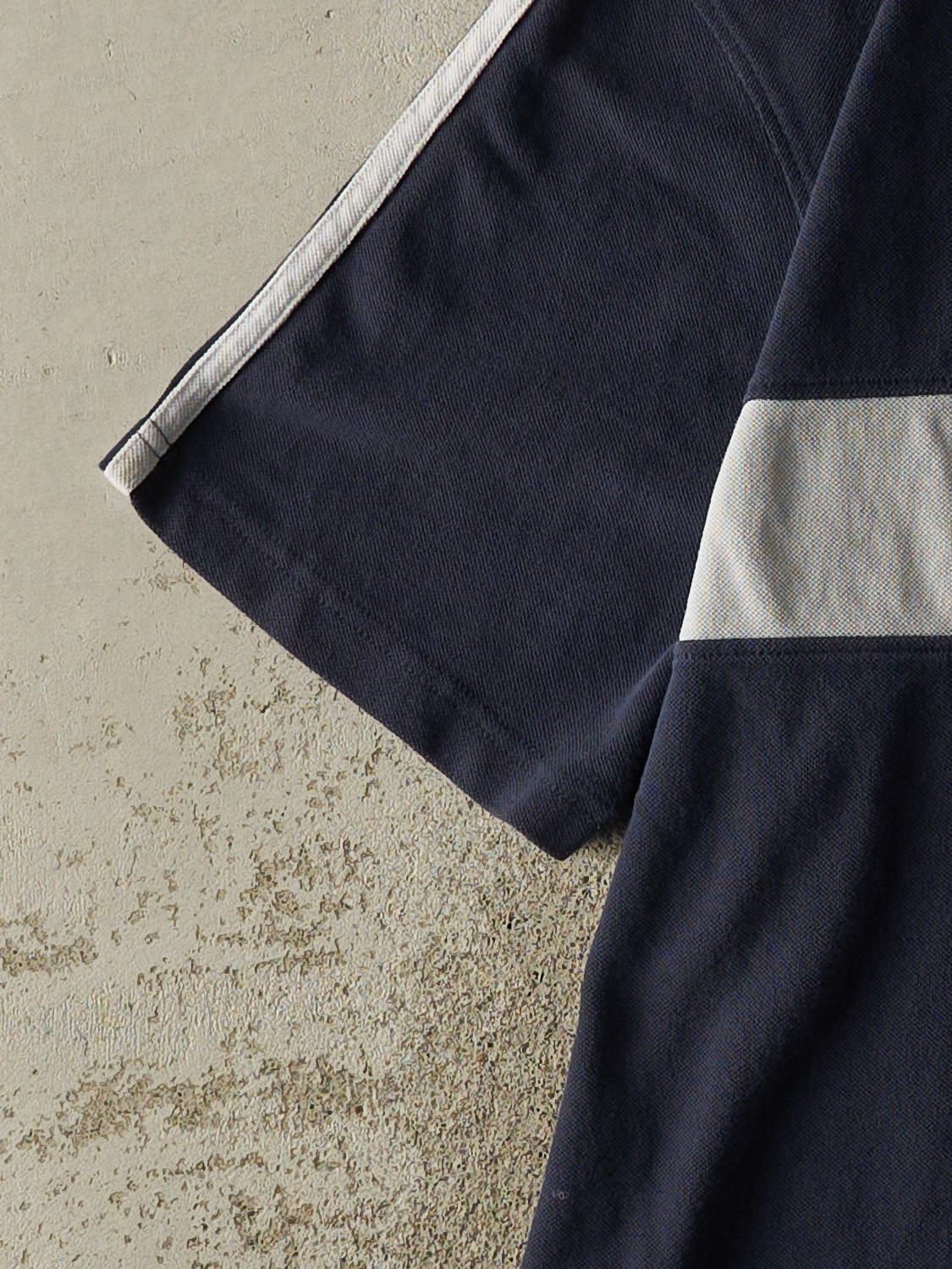 Vintage Y2K Navy Blue England Soccer Quarter Button Tee (L)