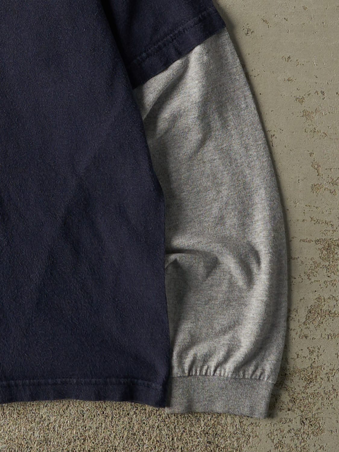 Vintage 90s Navy Blue & Grey "Good Idea" Long Sleeve (XS)