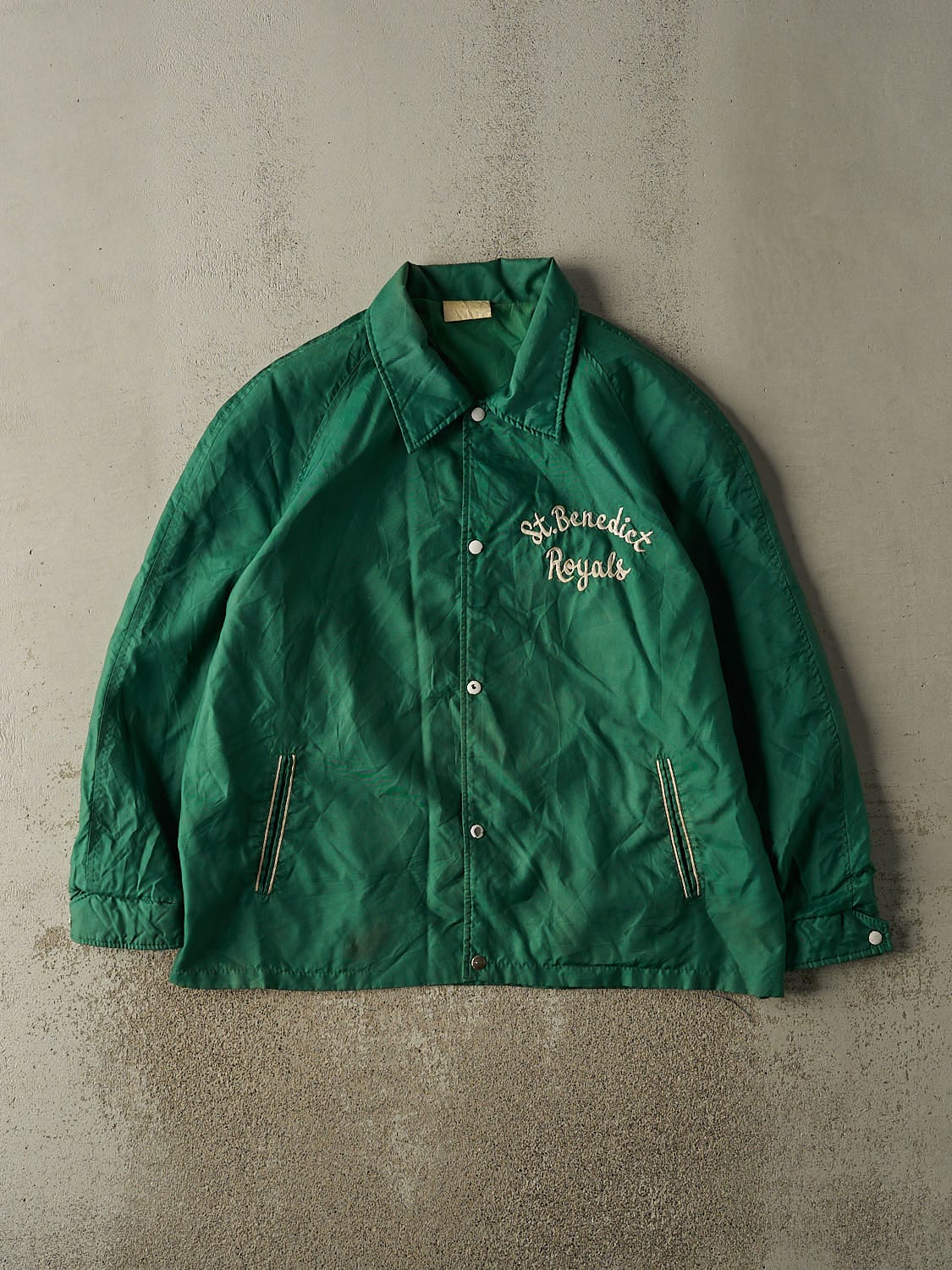 Vintage 70s Green Embroidered Nylon Jacket (XXL)