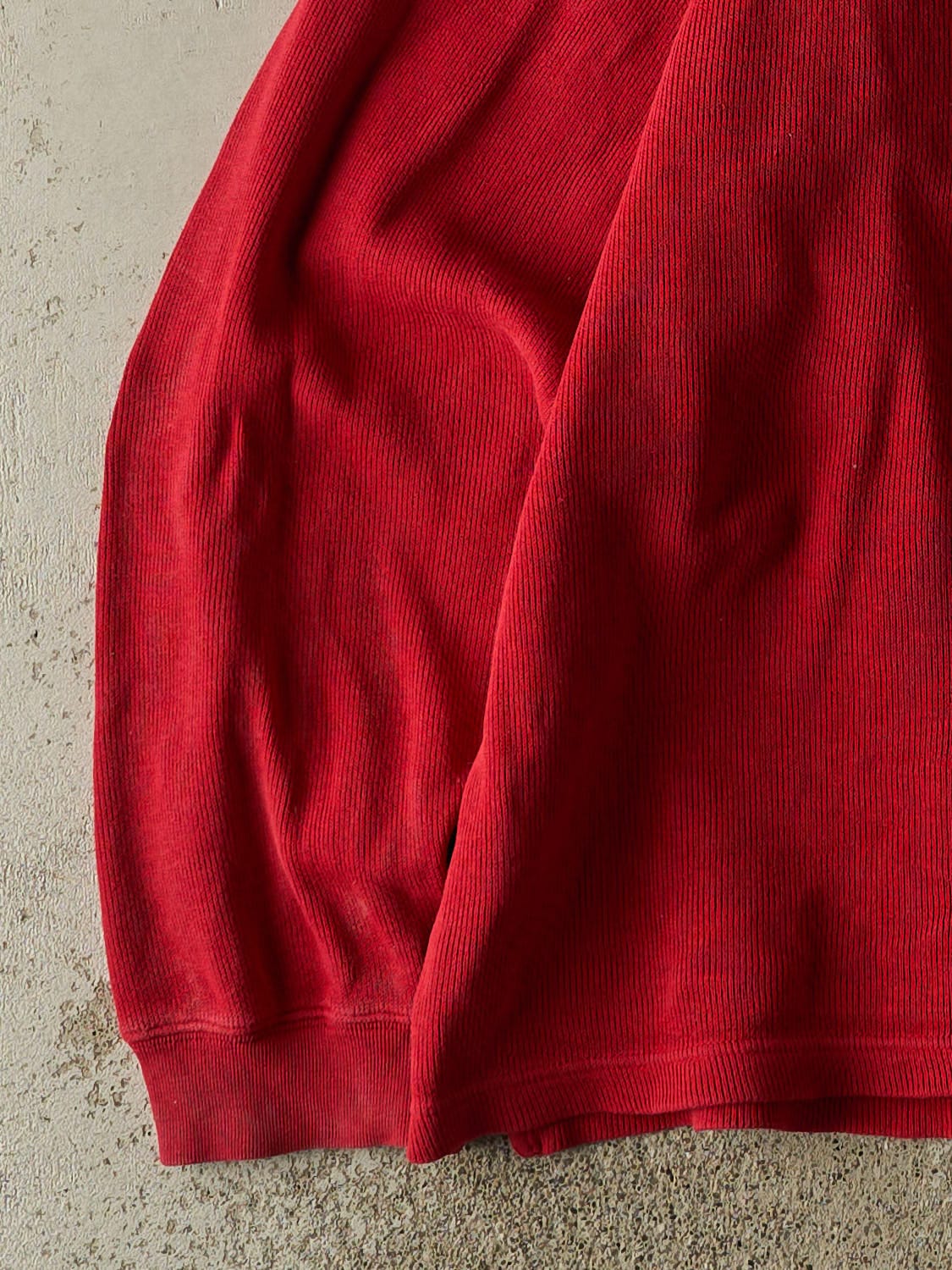 Vintage Y2K Red Thermal Striped Long Sleeve (XL)