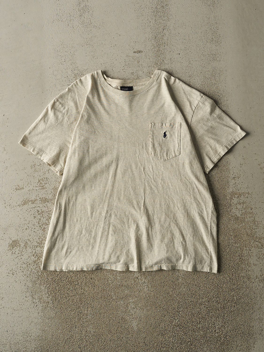 Vintage 90s Beige Polo Single Stitch Pocket Tee (M/L)