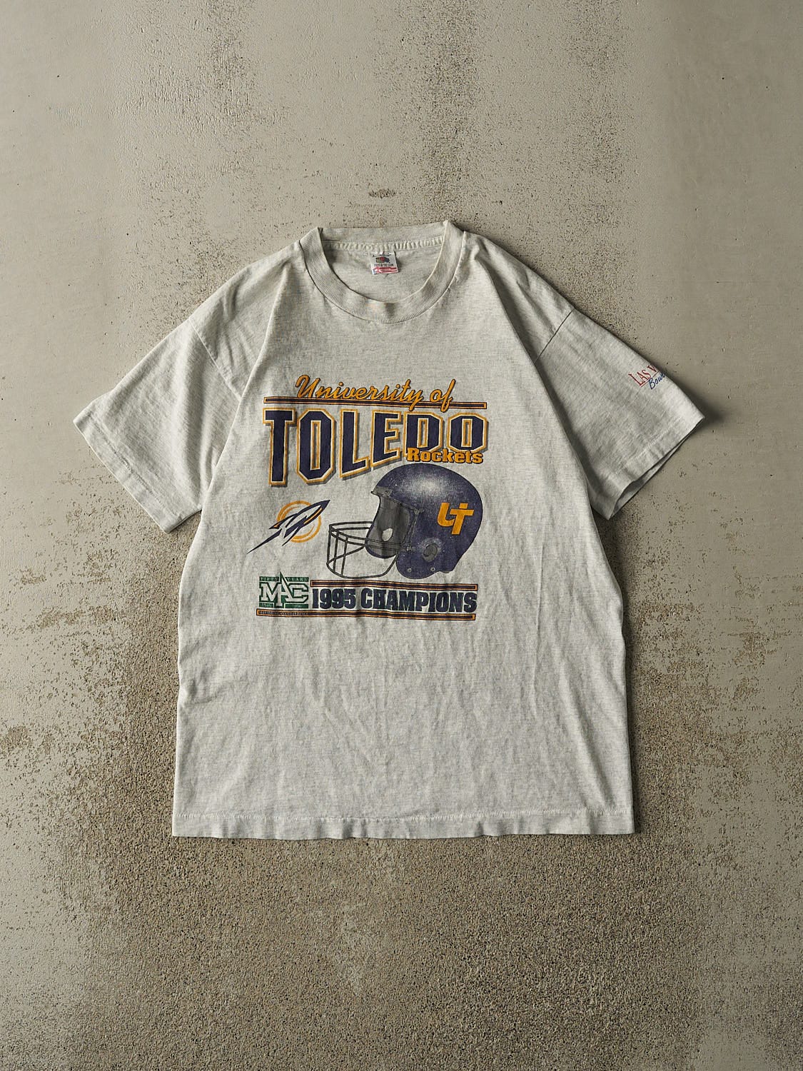 Vintage 96' Heather Grey University of Toledo Single Stitch Football Tee (M/L)