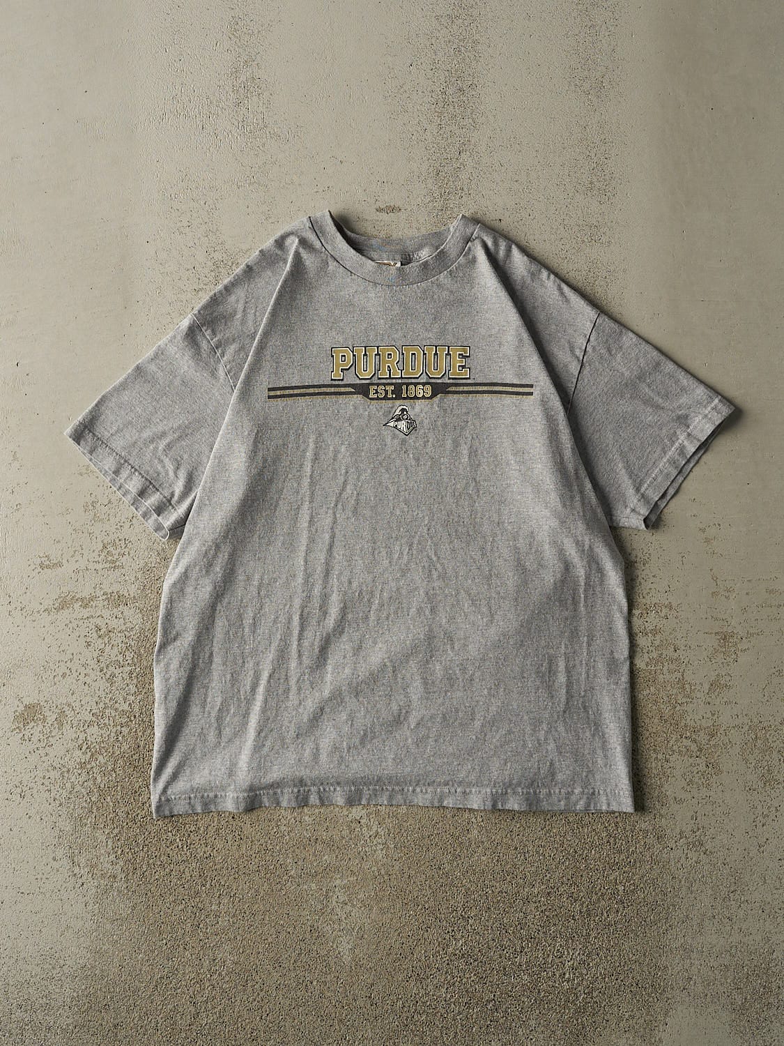 Vintage Y2K Grey Purdue University Tee (L/XL)