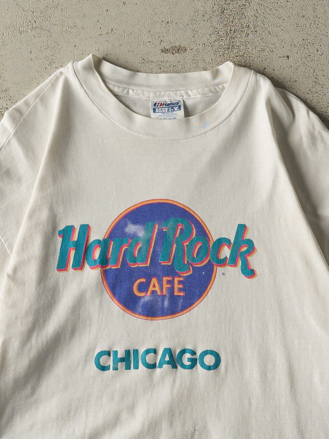 Vintage 80s White Hard Rock Cafe Chicago Tee (L/XL)