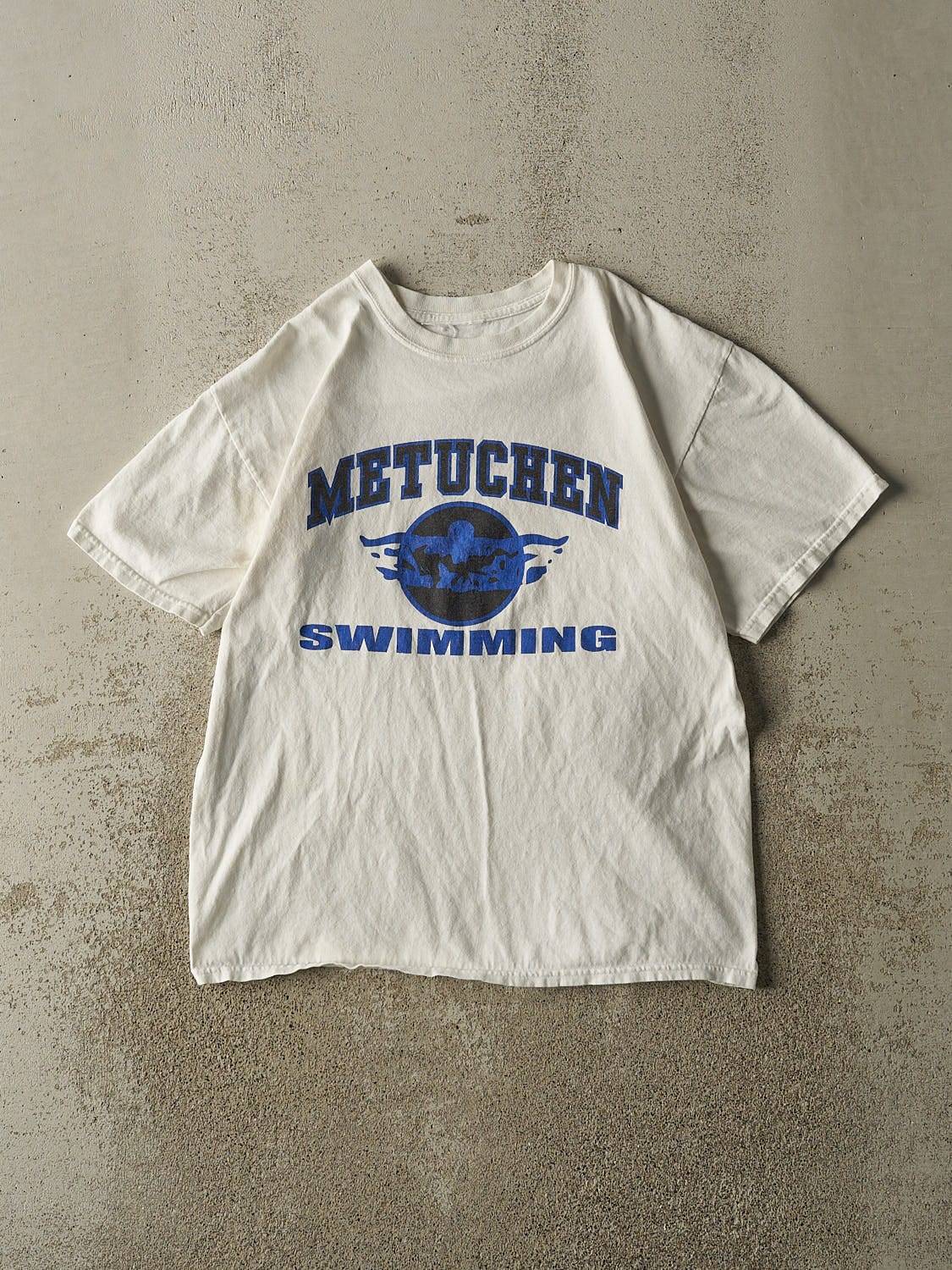 Vintage 90s White Metuchen Swimming Tee (M)
