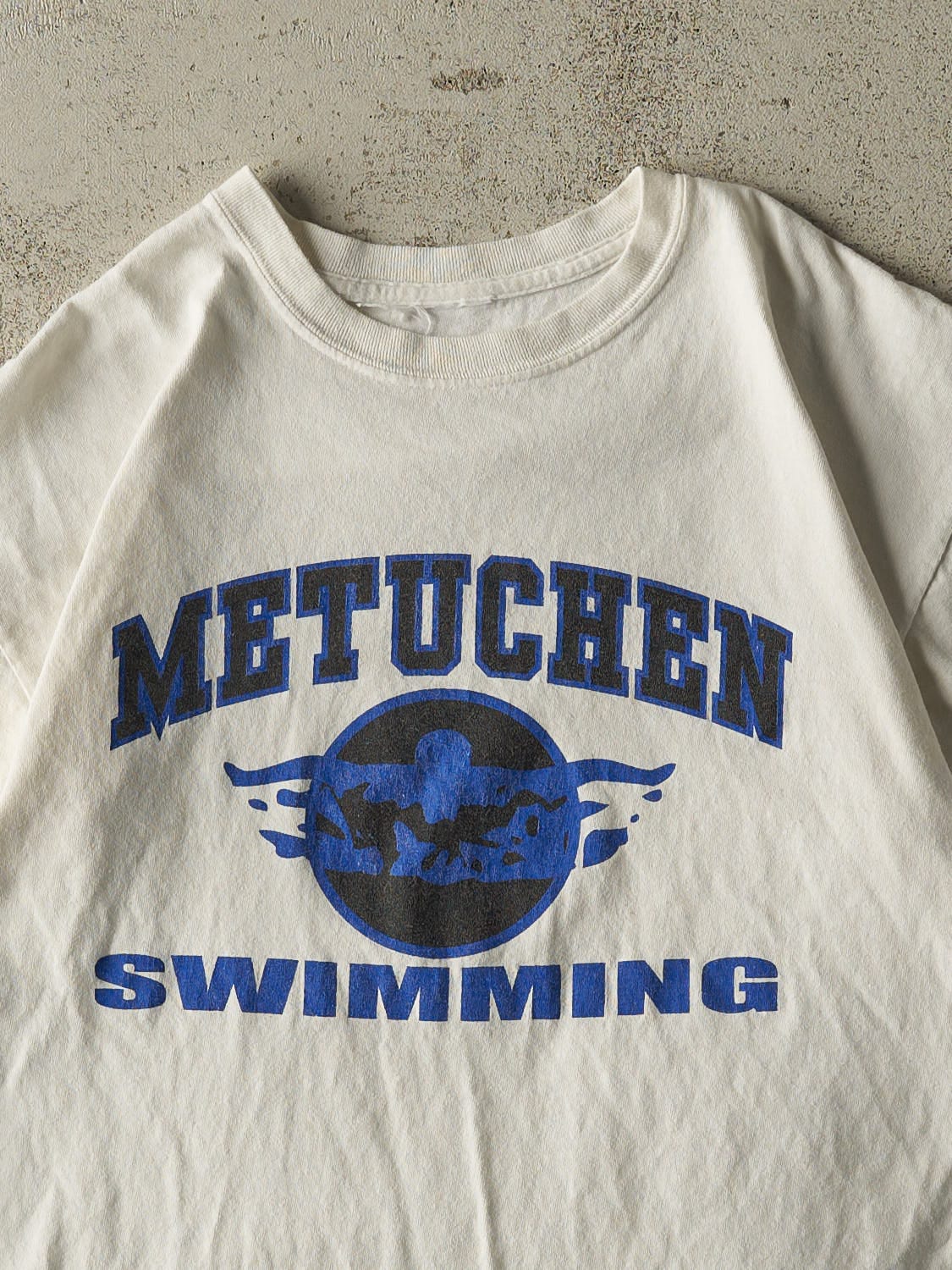 Vintage 90s White Metuchen Swimming Tee (M)