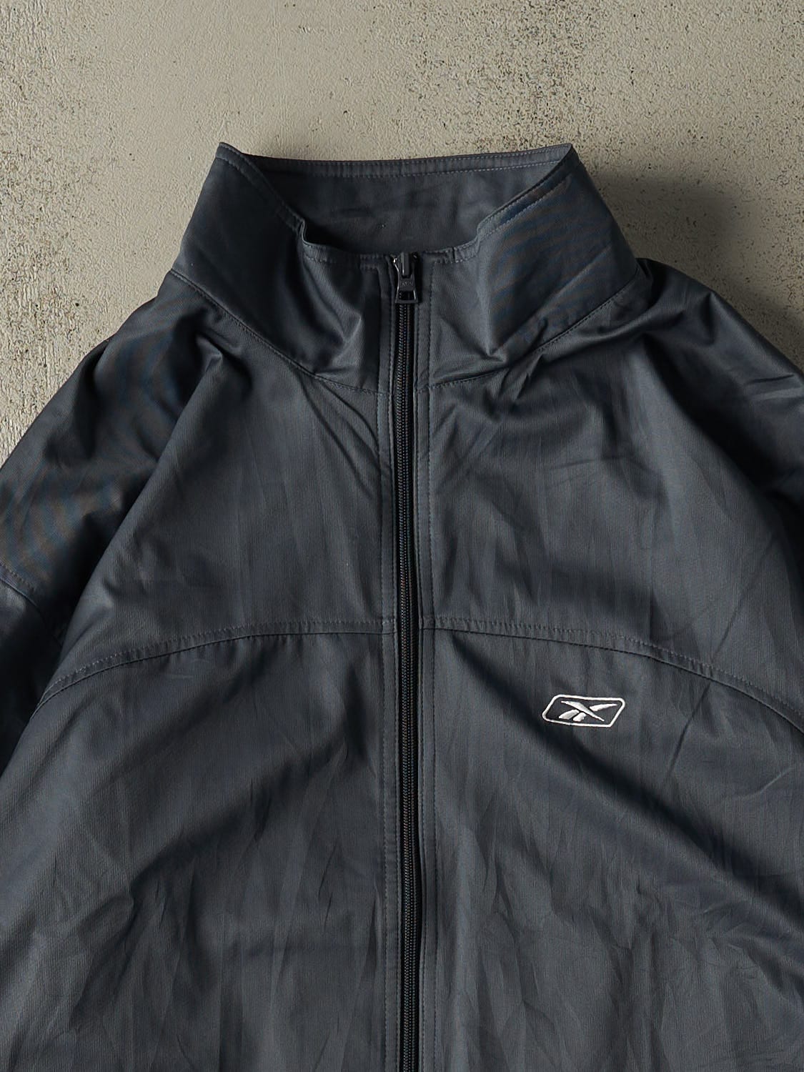 Vintage Y2K Charcoal Grey Reebok Windbreaker Jacket (XXL)