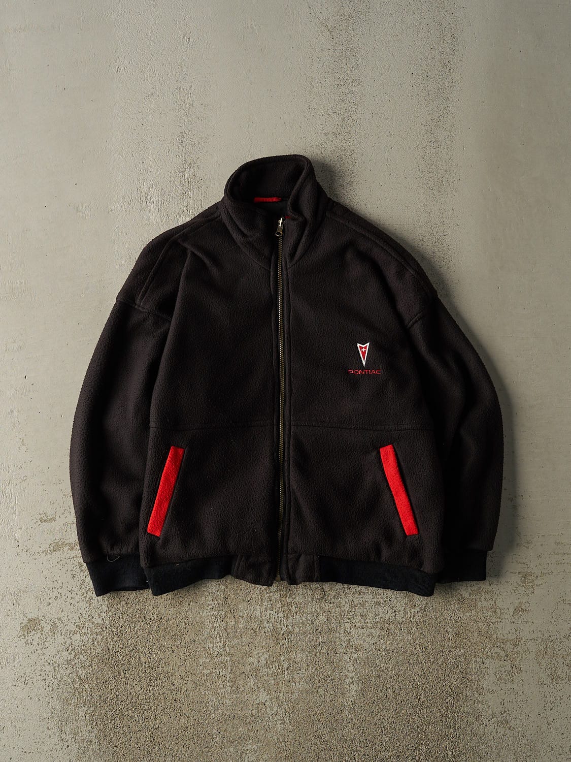 Vintage 90s Black Pontiac Embroidered Fleece Jacket (M/L)
