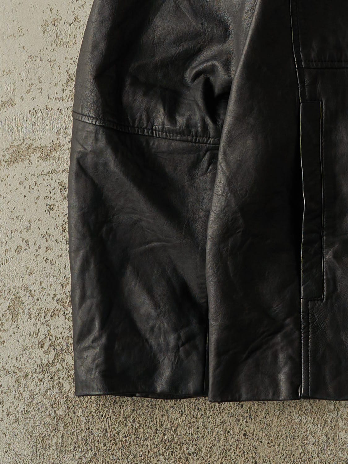 Vintage Y2K Black Leather Biker Style Jacket (M/L)