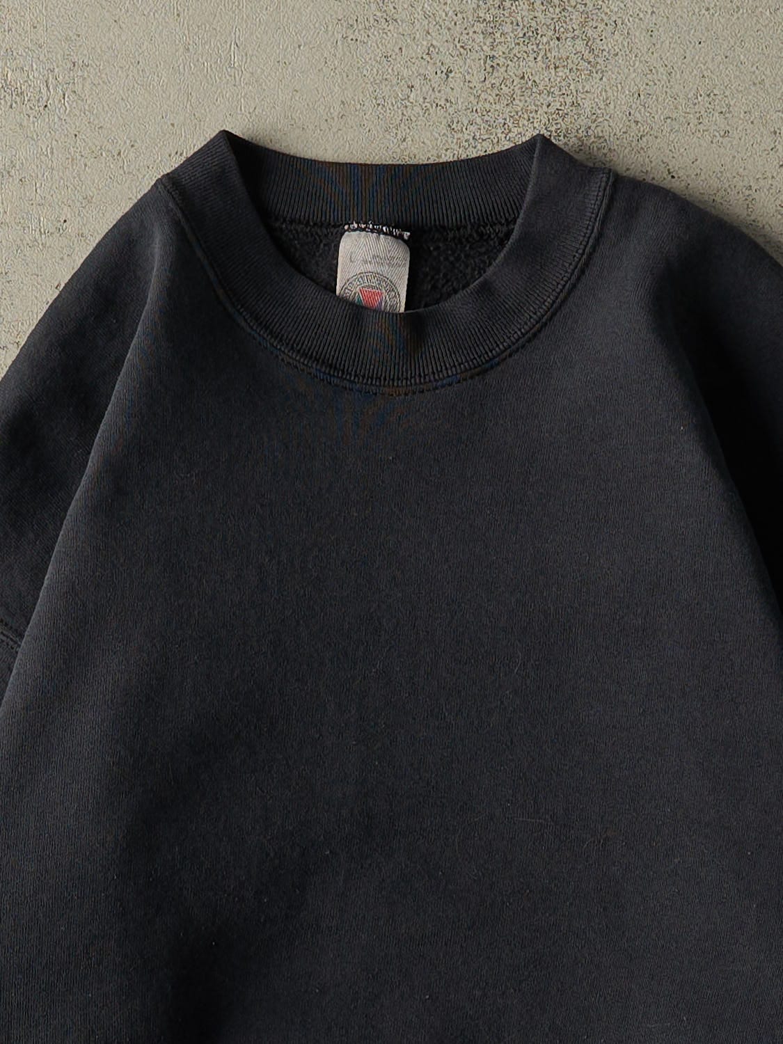 Vintage 80s Faded Black Blank Crewneck (M)