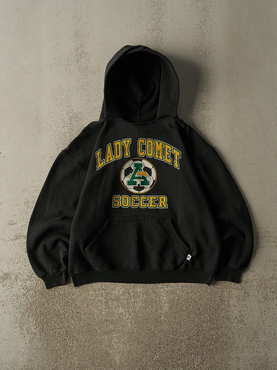 Vintage 90s Black Russell Athletic Lady Comet Soccer Hoodie (XS/S)