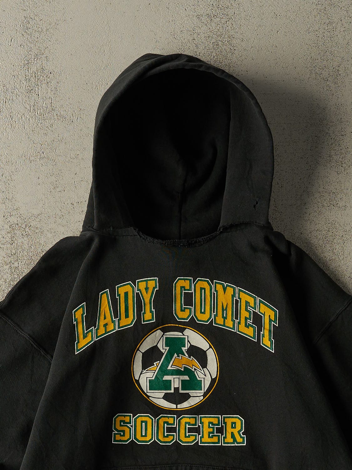 Vintage 90s Black Russell Athletic Lady Comet Soccer Hoodie (XS/S)