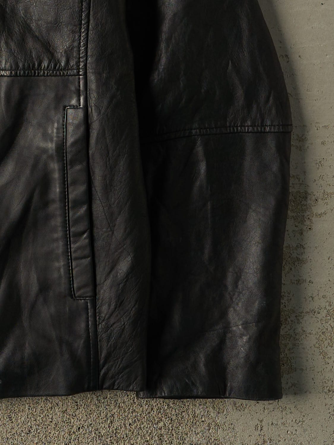 Vintage Y2K Black Leather Biker Style Jacket (M/L)